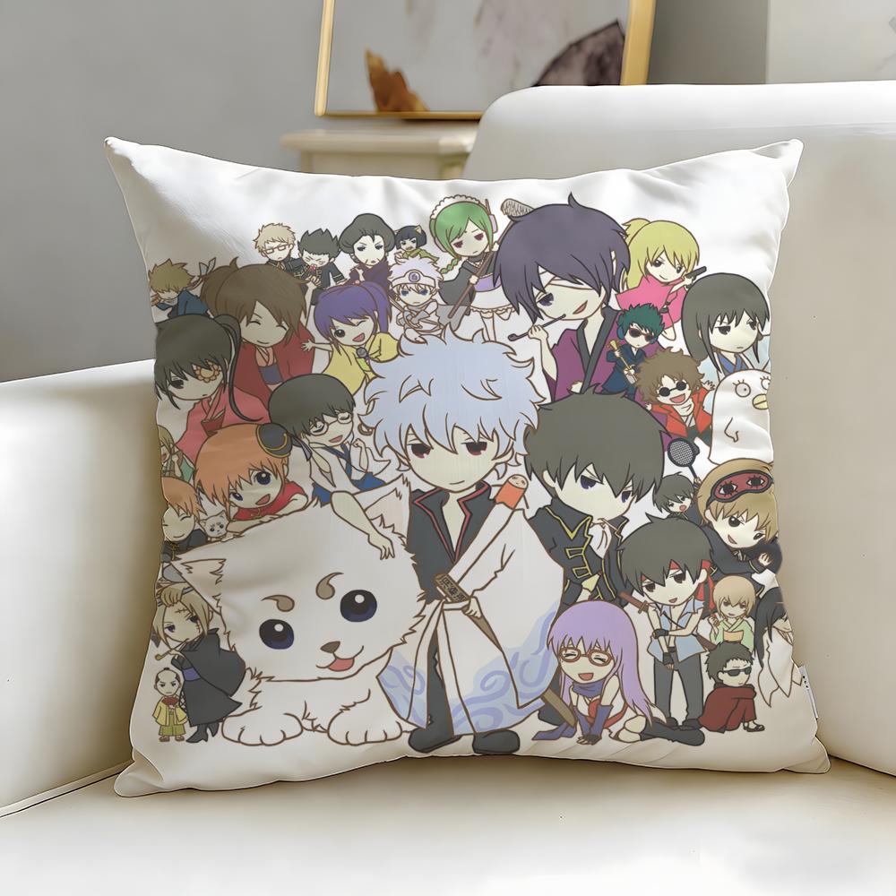 classic anime Gintama Cushion Cover Soft  EasyWash Pillow Case  Versatile for Couch Bed Travel and Office