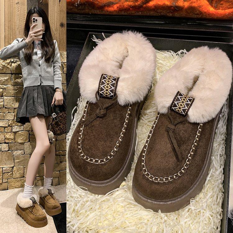 Women's Fashion Soft-Sole Winter Warm Fleece-Lined Snow Boots with Fleece Lining Short Boots, Slip-Resistant Casual Athletic Cotton Boots