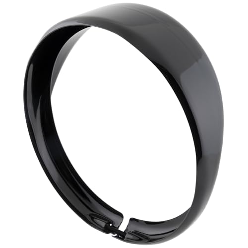 Kijima Motorcycle Headlight Bezel, Visor Style, 5-3/4 inch, Steel, Black Finish, for Harley, HD-01557