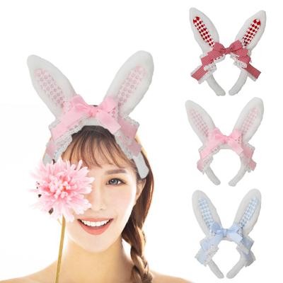 Adorkable Rabbits Furry Headpiece Proms Birthday Hairbands Fun Headwear Ribbon Lace Bowknot Hair Headwear