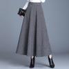 Women's Autumn and Winter Woolen Skirt Women's Plaid Printed Large Skirt Elastic Waist Pocket Long Skirt Women