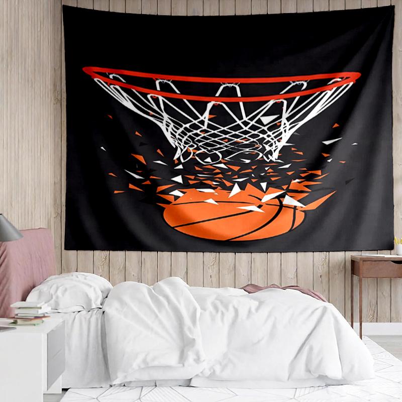 basketball Print Tapestry, Backdrop, Easy Setup, Ideal for Bedroom, Office & Living Room, with Aesthetic Wall Hanging Decor.