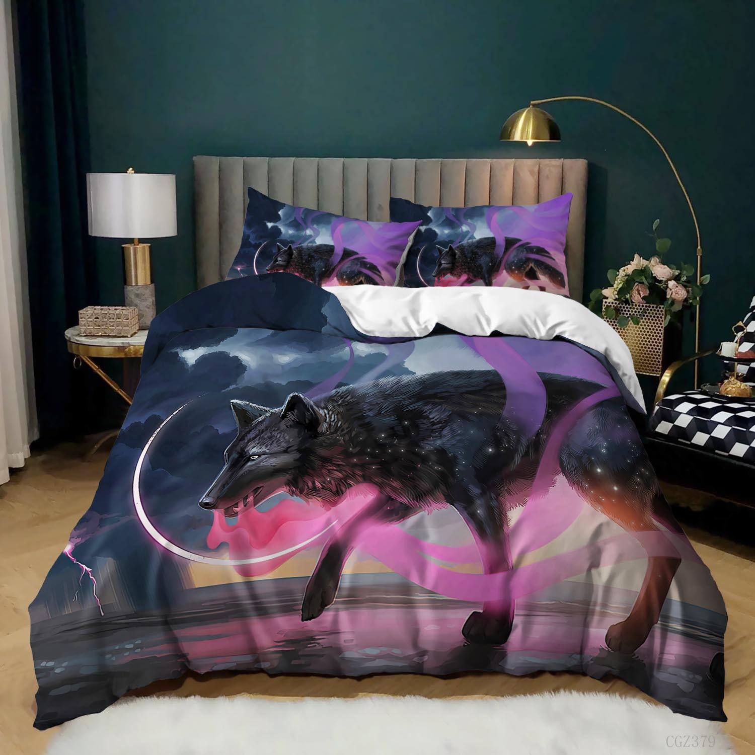 

Комплект постельного белья с 3D волком, пододеяльник с животными, 2/3 шт., AU180 * 210, мужские мягкие быстросохнущие предметы на молнии, украшение для дома Baby 100x135cm