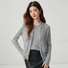 2026 Autumn Women's Cashmere Silk Round Neck Cardigan - Thin Crochet Outerwear