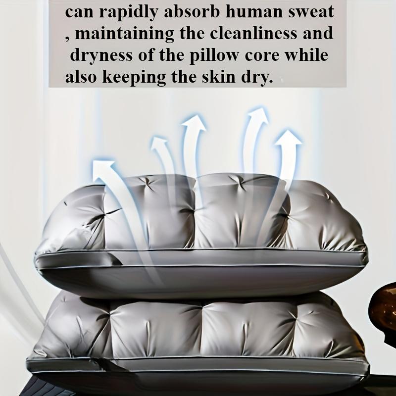 Luxury Hotel Quality pillow, deep sleep neck support, all-season high pillow core, machine washable, white satin, sleep pillow