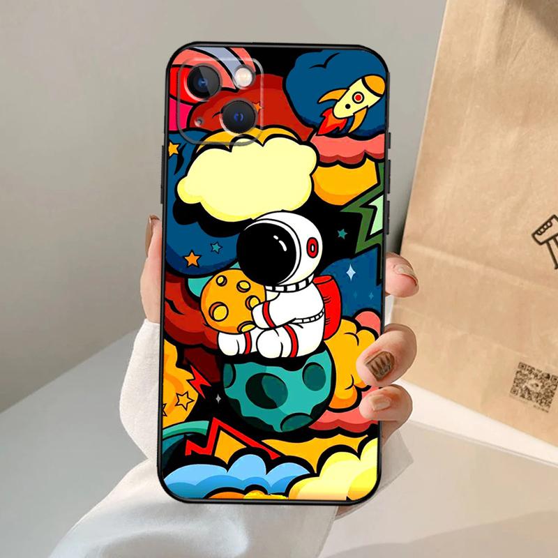 Star Astronaut Cute Phone Case For iPhone 17 Air 16 14 13 12 11 15 Pro Max 13 12 Mini 15 16 Plus 16e Cover Coque