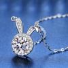 6.5mm Summer 925 Sterling Silver Moissanite Necklace For Women Cute Rabbit Pendant D VVS1 Fine Jewelry
