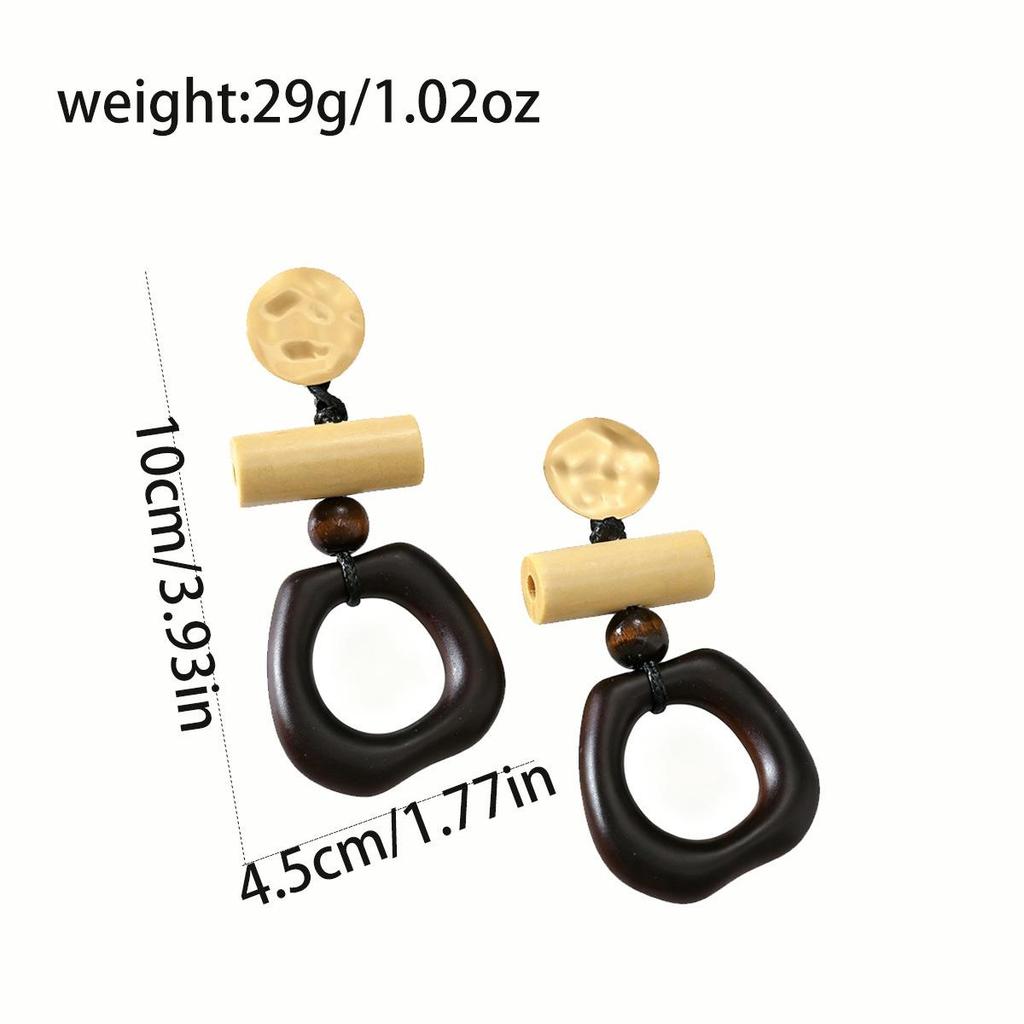 Bohemian Geometric Resin and Metal Oval Earrings with Rope Detail for Women