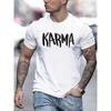 Taglie Europee A T-shirt Casual da Uomo con Stampa a Lettere 'KARMA' - Girocollo Maniche Corte, Tessuto a Maglia Leggermente Elasticizzato