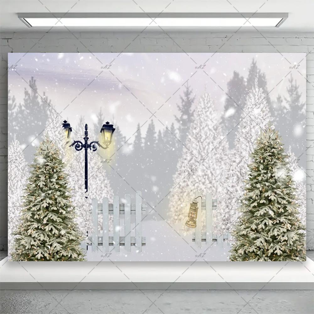 Winter snow scene, white pine forest, artistic background, dreamy glitter bow, family portrait, party decorations4759