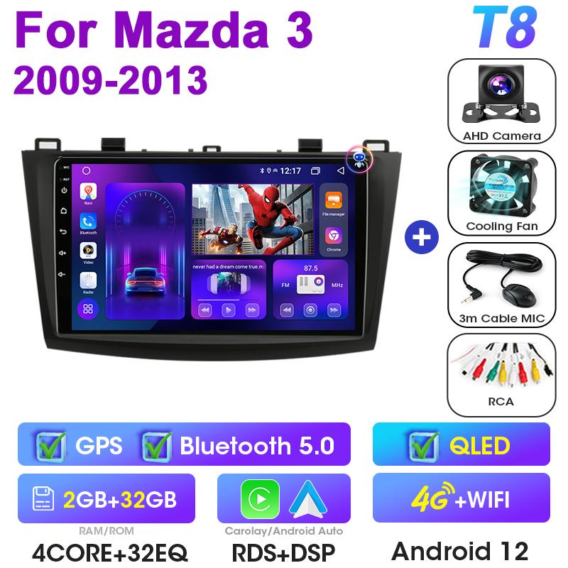 2 Din Android 12 Car Radio For Mazda 3 Mazda3 2009 - 2013 Multimedia Video Player GPS 4G Carplay Auto Stereo RDS IPS Head Unit