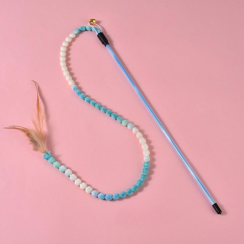 3pcs Interactive Cat Rainbow Wand Toys for Indoor Cats and Kittens, Colorful Cat Teaser Wand String Plush Toy Cat Feather Toys