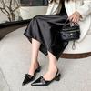 Small Fragrant Style Women Shoes Circle High Heel Sandals Solid Color Pointed Toe Ladies Back Style Single Shoes Shoes for Women