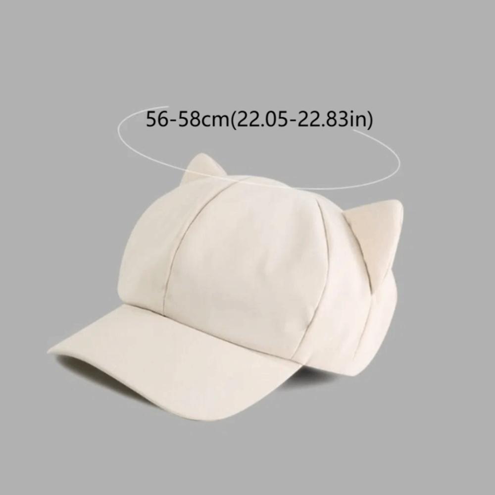 Cute Korean Y2k Cat Ear Hat Solid Color Sunscreen Women's Baseball Hat Casual Outdoor Peaked Cap Girl