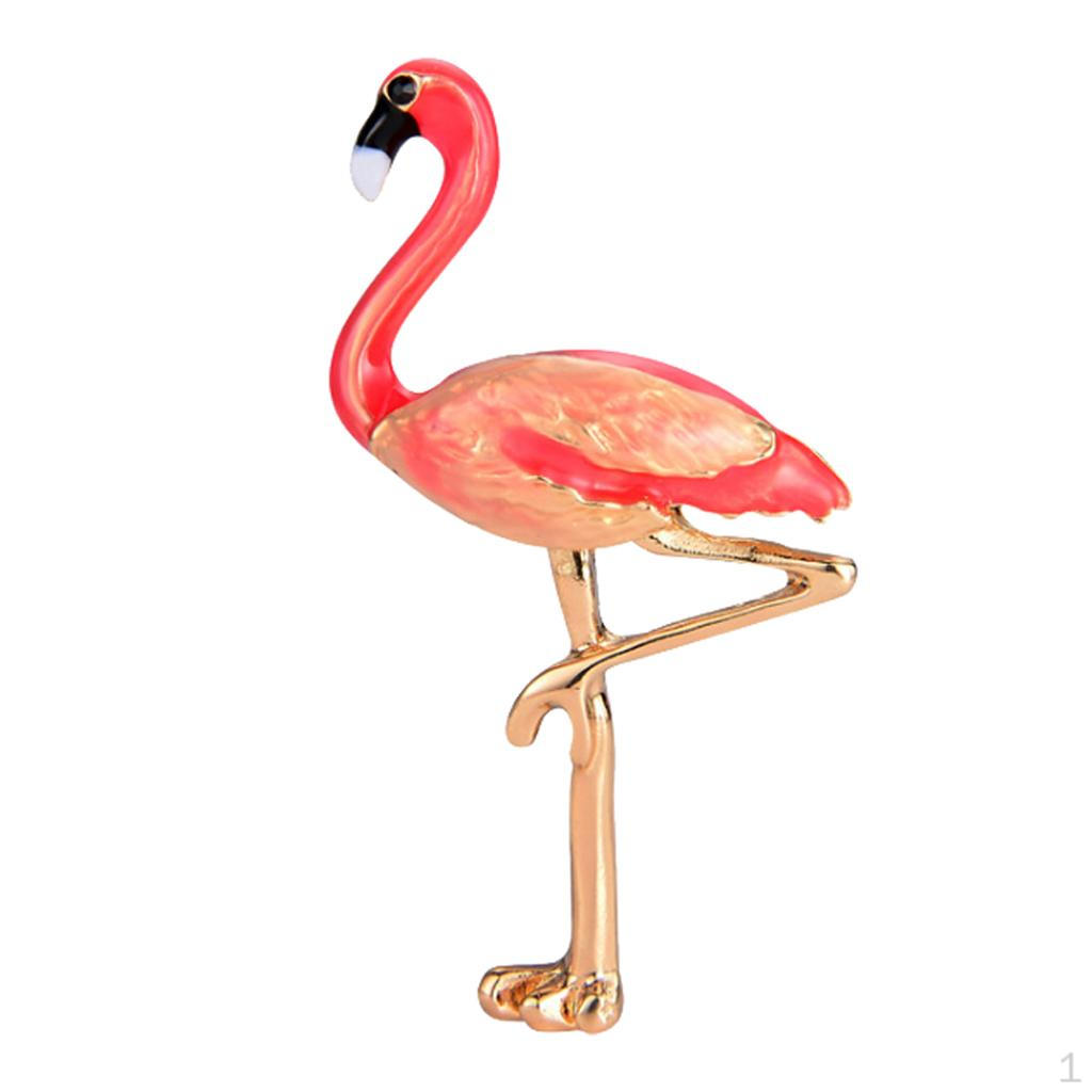 Эмалевый Значок-Брошь  Птица Фламинго  - Красный, 5.3x3см красный
