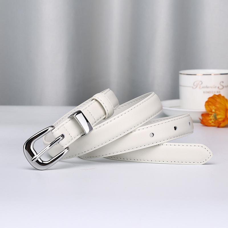 New Leather Belt Women'S Korean Version Trend Simple And Versatile First Layer Cowhide Needle Buckle Decorative Thin Belt