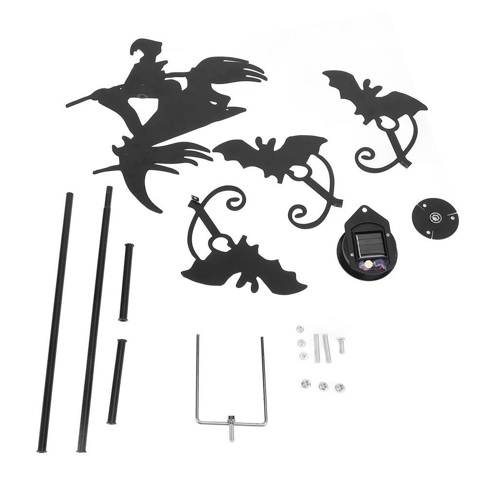 Witch Weather Vane Iron 360 Degree Rotation Bat Witch Vane Decor for Yard and Garden