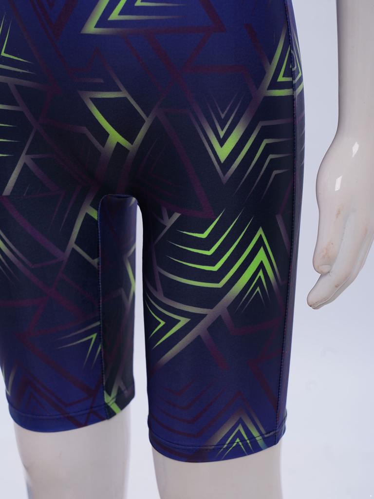 Boys Cycling Workout Bodysuit: U Neck Sleeveless Geometric Print Singlet for Wrestling Exercise Training