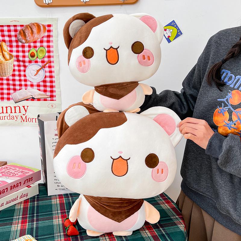 Cross-border Plush Mouse Ball Cushion with Double Color Scarf