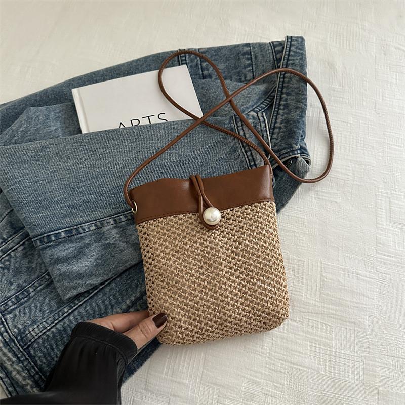 Fashionable Woven Street Style Crossbody Bag With Phone Pocket In Black Or Brown