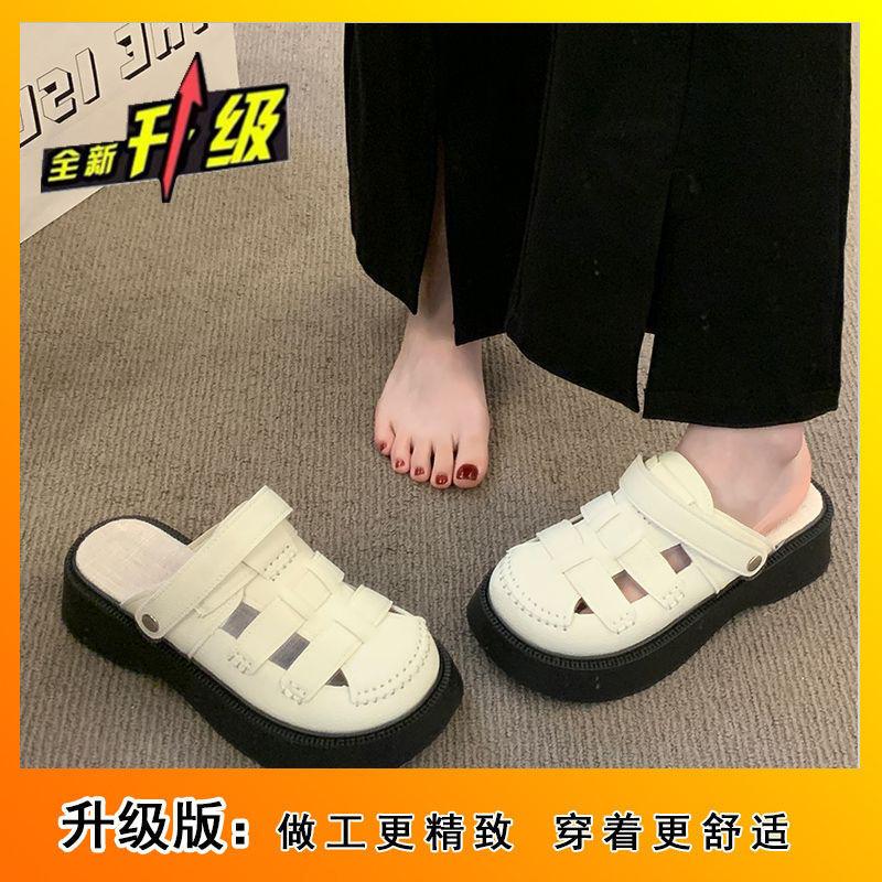 

2025 summer new Roman cool slippers women s casual retro fashion versatile hollow two wear platform beach sandals 35