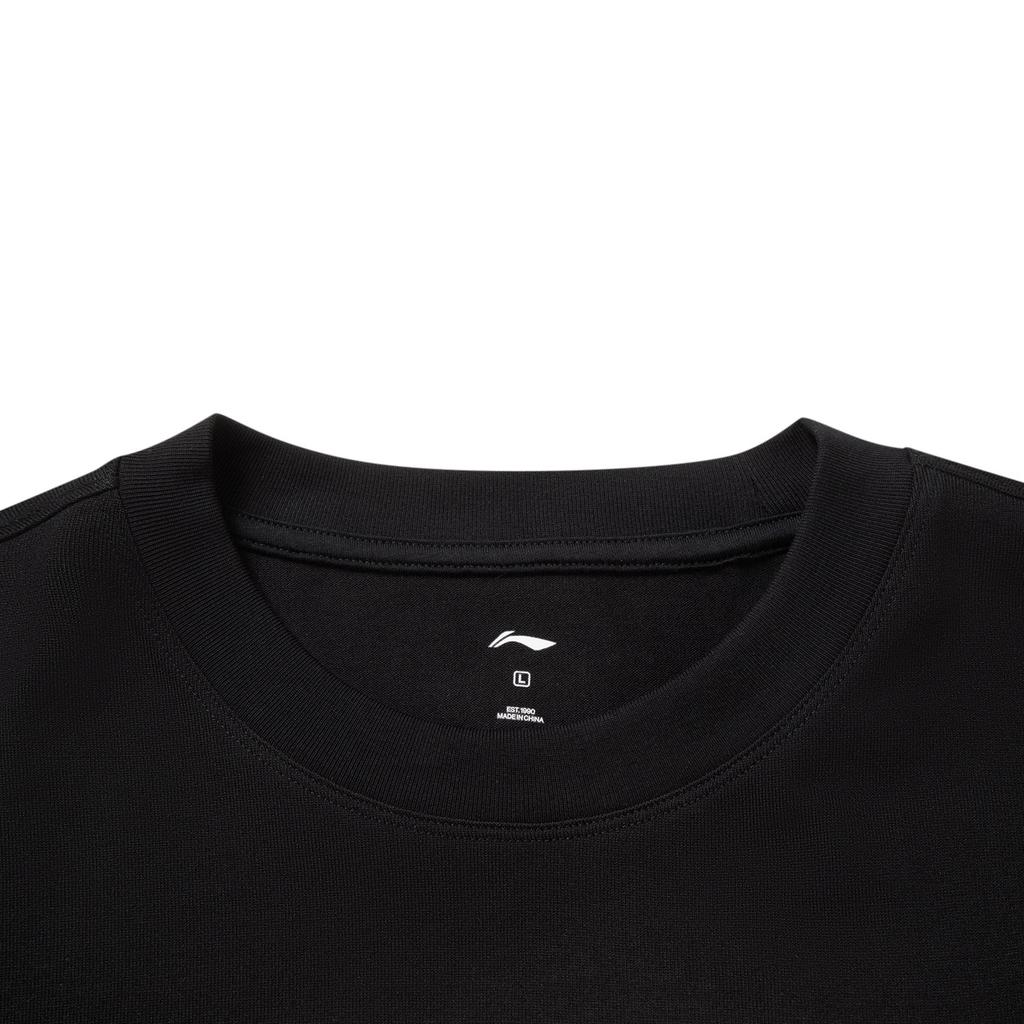 Li Ning JB Series Loose Fit Round Neck Casual Cotton Short Sleeve T-Shirt With Letter Graphic Men Tops Black AHSVH81-1