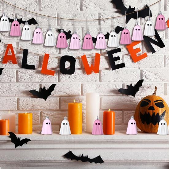 Halloween Hengende Spøkelsespynt Søt Rosa Hvit Spøkelse Halloween Treddekor Mini Spøkelsesdekorasjon for Hjemmefestdekor