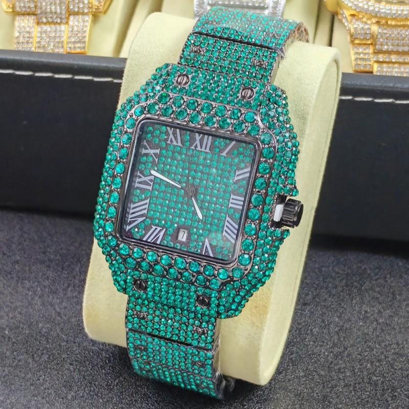 Hip Hop Full Quartz Wristwatch Men Couple Waterproof Calendar Business Style