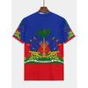 Haiti Herren 3D T-Shirt Lässig Locker Rundhals Haifische Flagge Kurzarm Oberteile T-Shirts Herrenbekleidung Übergroße T-Shirts Streetwear