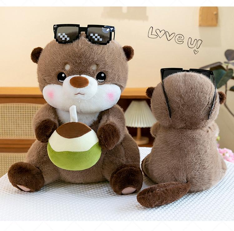 Lebensechte Niedliche Otter Plüschtiere Weiche Stofftierpuppen Zimmerdeko Kuschelkissen Weihnachts-Geburtstagsgeschenk
