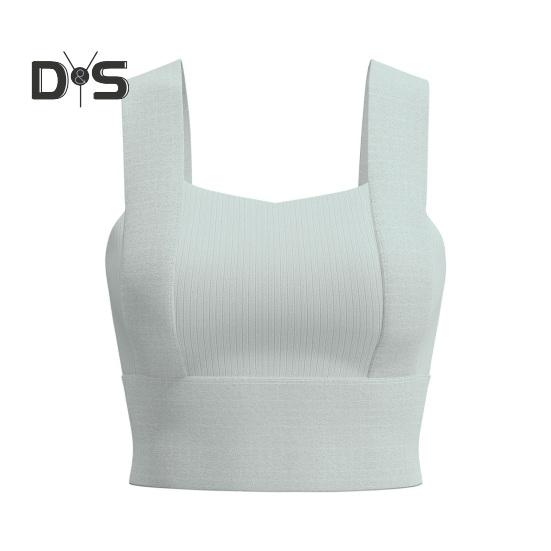 

Женский спортивный бюстгальтер с квадратным вырезом, укороченный топ для тренировок со встроенным бюстгальтером для йоги, спортзала, фитнеса, бега L циан