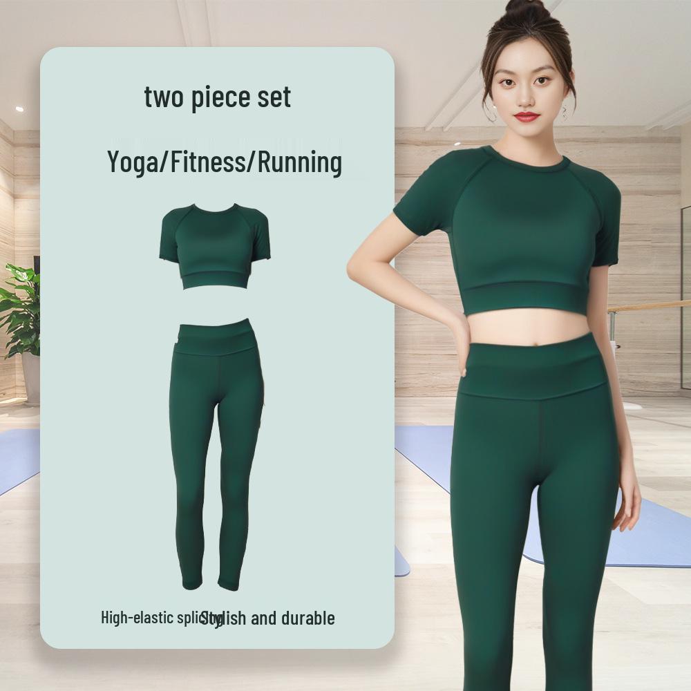 2025 Women's Quick-Dry Yoga & Running Set: Short Sleeve Suit for Hiking, Morning Runs, and Gym Workouts.