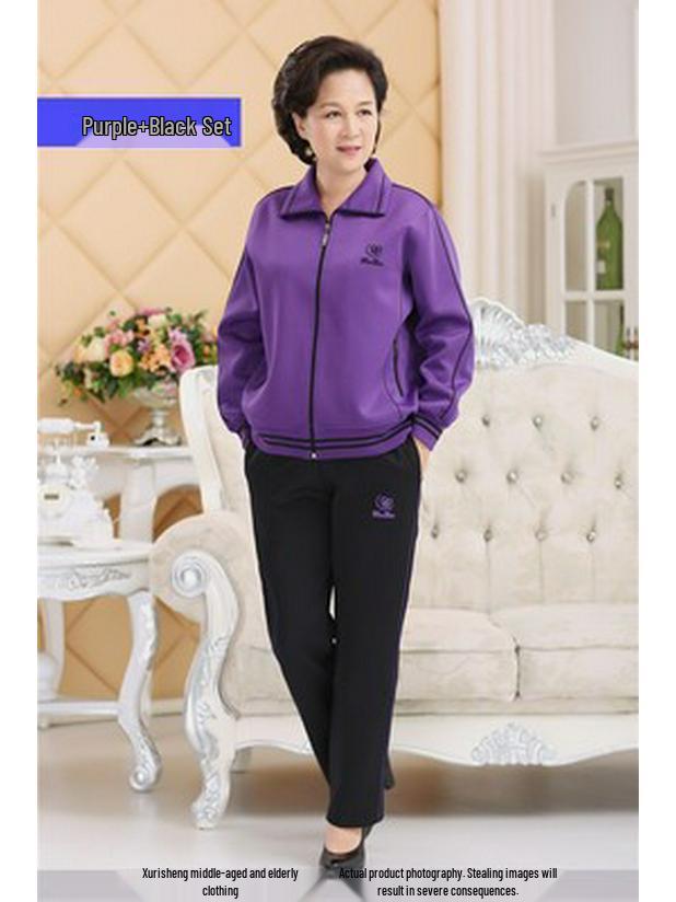 Sportbekleidungs-Set für Damen in Übergröße - Frühjahr/Herbst 2023, Zweiteiler mit langen Ärmeln für Mütter mittleren Alters und ältere Mütter