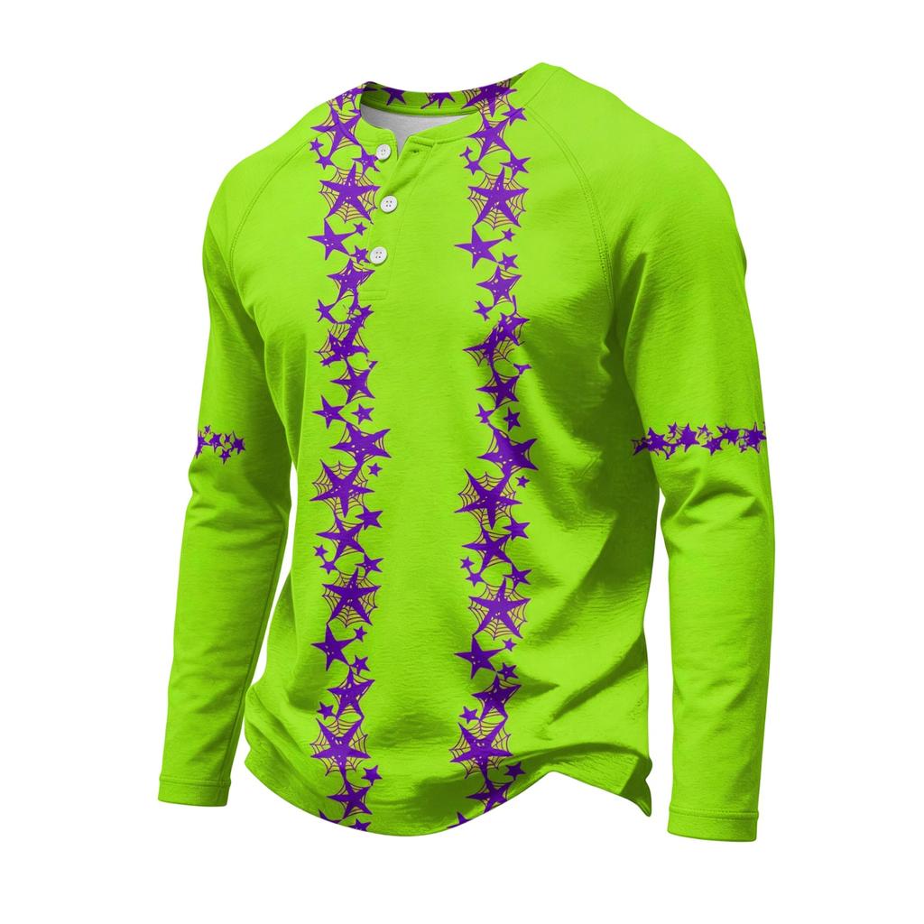 Men's Long Sleeve Shirt Loose Fit Casual Top for Halloween and Everyday Wear