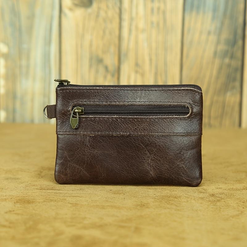 Portafoglio in Pelle Portamonete Vintage, Portafoglio da Uomo, Elegante Casual Zip Porta Carte Multiplo