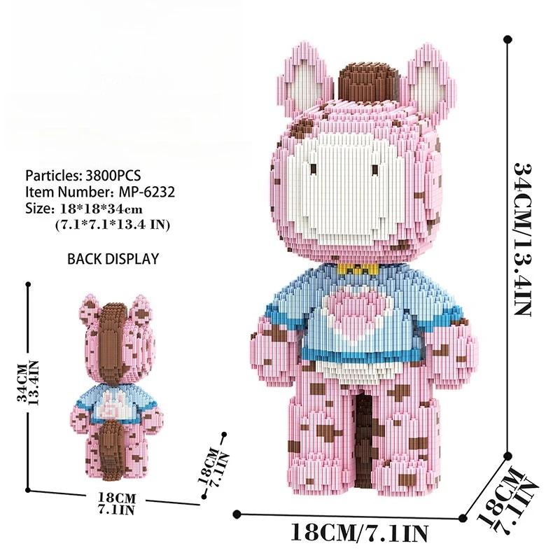 Neues 3D Kawaii Bär Pferd Modell Mikro Diamant Baustein Ziegel Spielzeug Für Kinder Kinder Geburtstagsgeschenke Heimdekoration