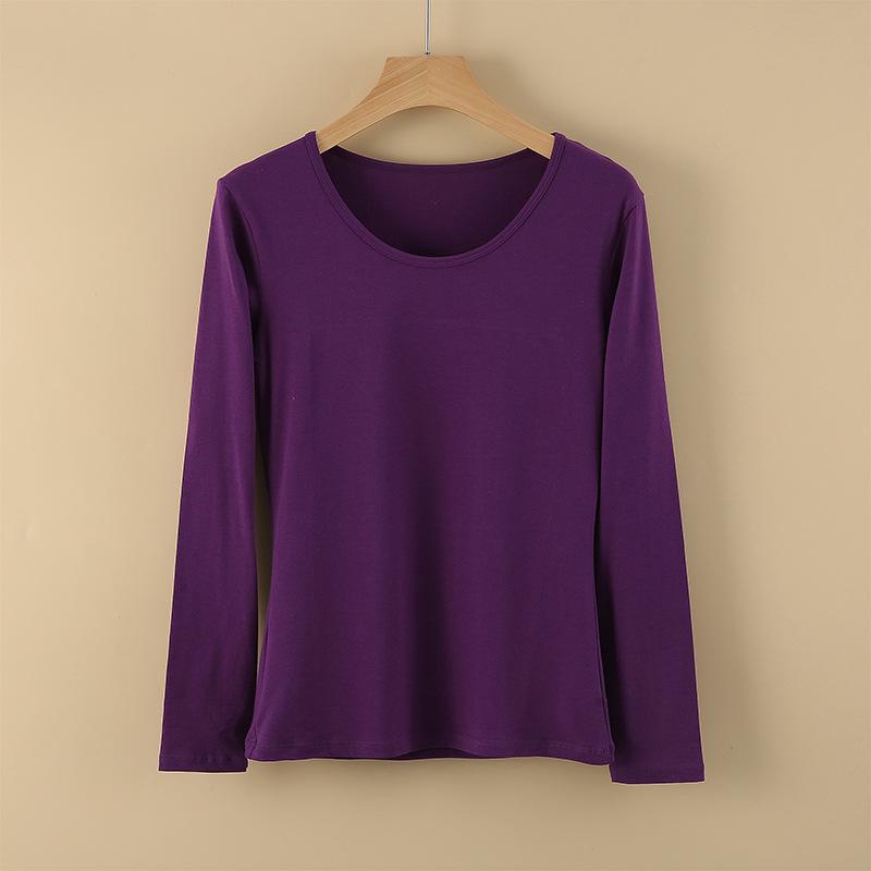 Women's Pure Cotton Long-Sleeve Thermal Sweater - Round Neck, Autumn/Winter Warm Top