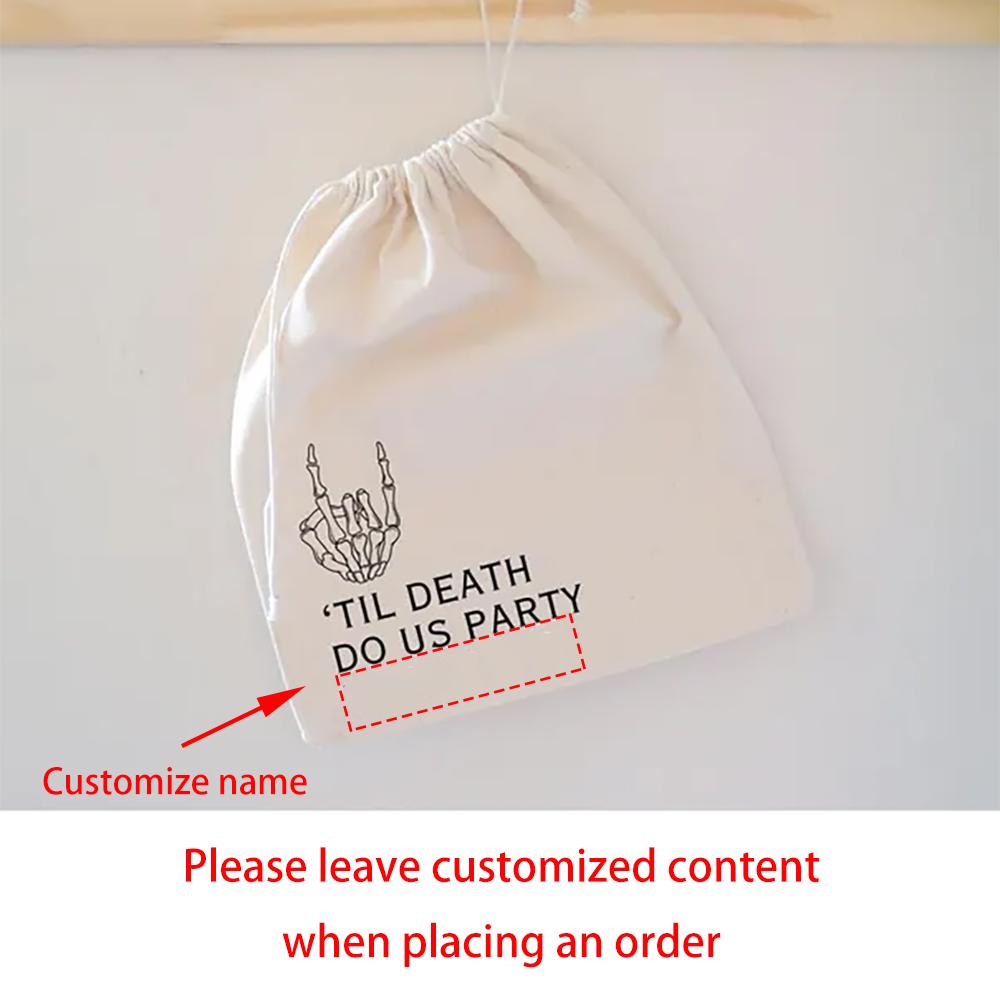 

Personalized 5Pcs Til Death Do Us Party Bachelorette Party Recovery Kit for Bridesmaids Hangover Bags Gothic Skull Halloween 13x18cm