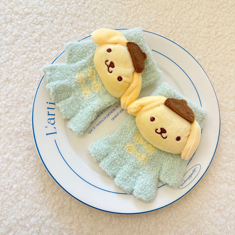 Kinderhandschuhe Herbst und Winter Cartoon Niedlich Kuromi Warme Vollfingerhandschuhe für Jungen und Mädchen Schreiben Split-Finger Babyhandschuhe