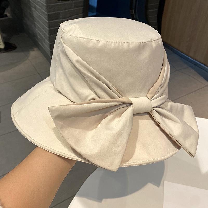 Simple fisherman's hat Children's flat-top sunshade sunscreen hat New bow sun hat Beach basin hat