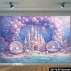 2D Flat Ocean-themed Party Banner Background Dreamy Underwater Castle Theme Suitable for Indoor or Outdoor Use