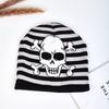 Striped Warm Knitted Hat Personalized Pullover Hat New Cold Hat Trendy Fashion Men's and Women's Skull Camouflage Outdoor