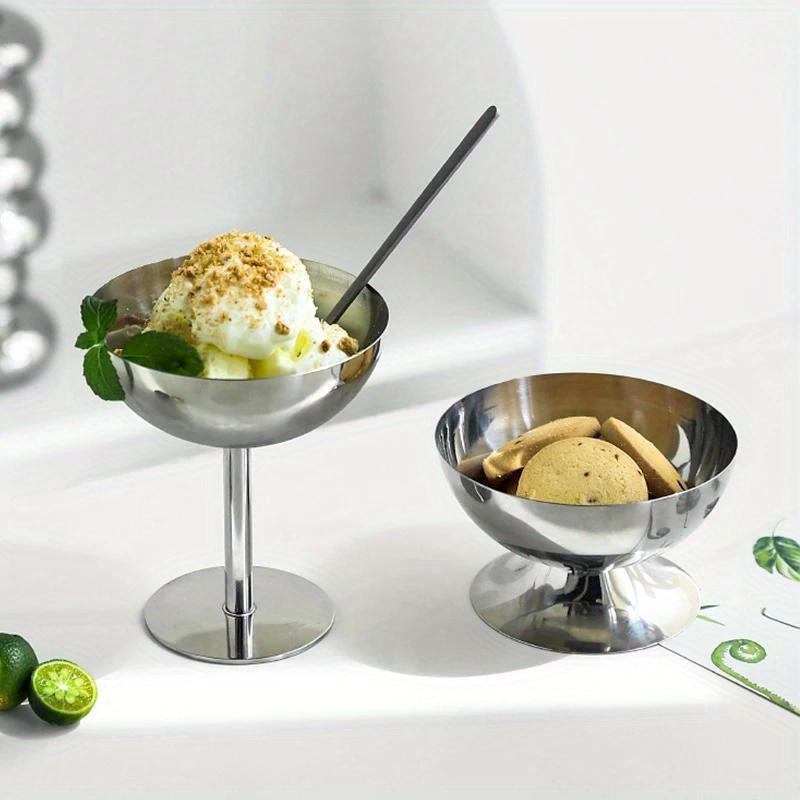 Creative Stainless Steel Ice Cream Cup Container Kitchen Bar Wine Glass Metal Salad Bowl Dessert Fruit Plate Party Supplies