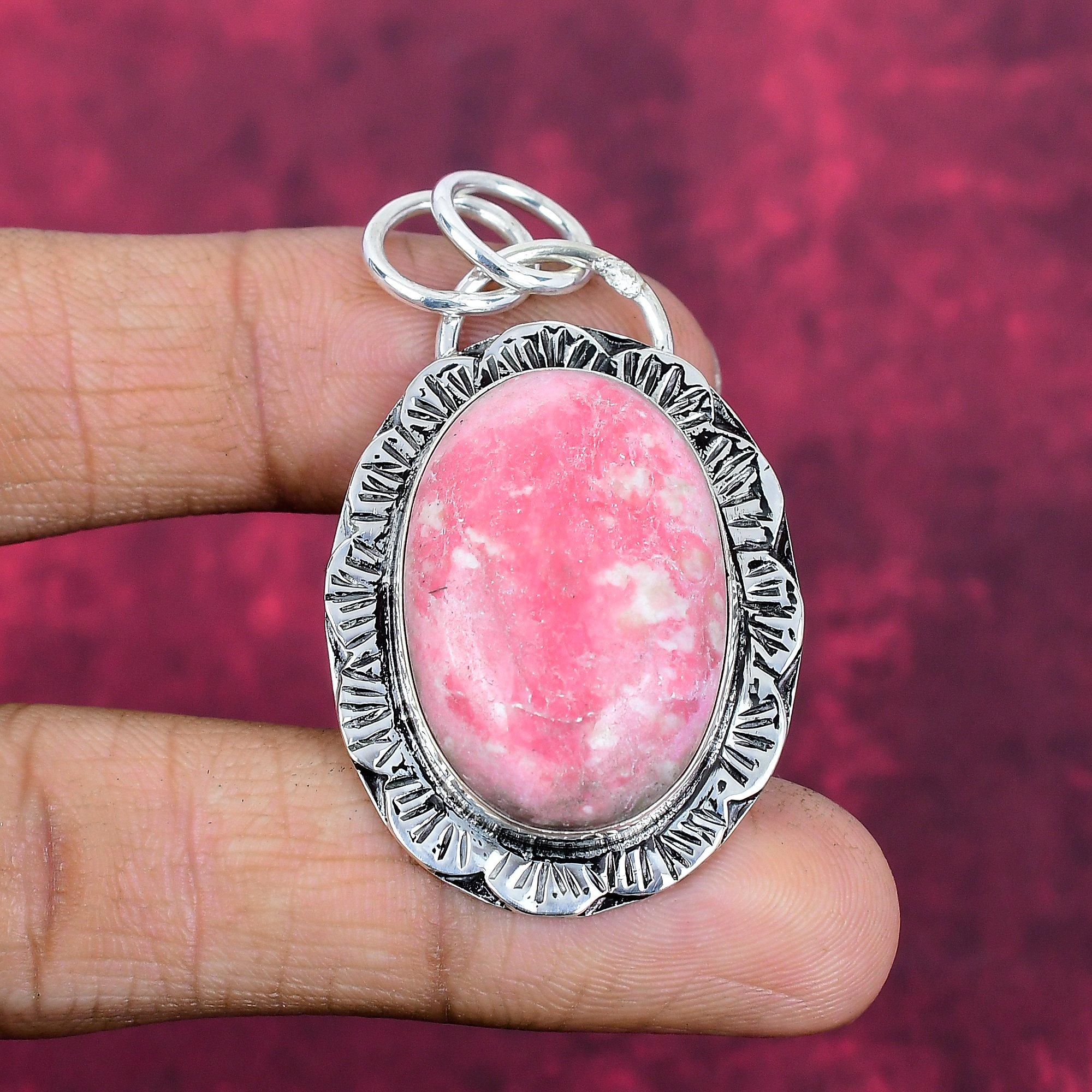 

Pink Thulite Jewelry, 925 Solid Sterling Silver Pendant Handmade Gemstone Jewelry, Gifts For Wife Brand New Pendant Jewelry 2.16 Inches
