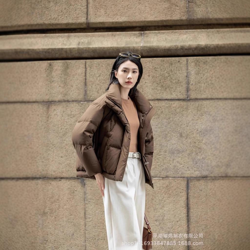 Winter new short Pinghu down jacket women's new national standard original commoner goose down jacket warm stand-up collar