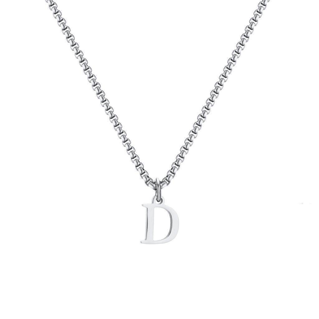 Fashion Letters A-Z Pendant Necklace for Men Women, Stainless Steel English Alphabe Chain Necklace,Fashion Punk Jewelry Men Gift