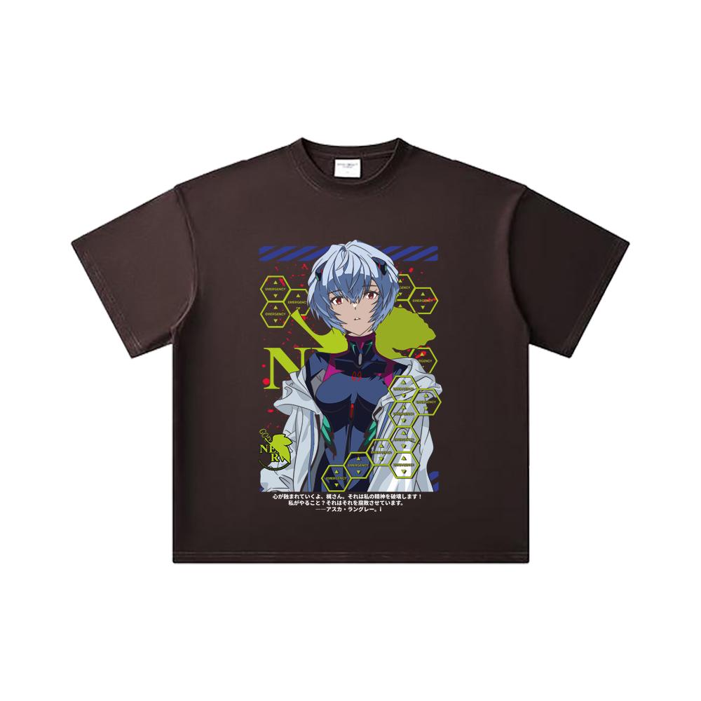 260 GSM Double Yarn 32 Count 100% Cotton Evangelion V6 Rei Print Unisex Heavy Cotton T Shirt