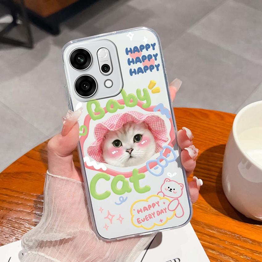 For Oppo Reno14 Pro Realme C71 C75 C75x Ultra Thin Clear Phone Case Cute Panda Pattern Dustproof Protection Soft Transparent Back Cover For Oppo Shell