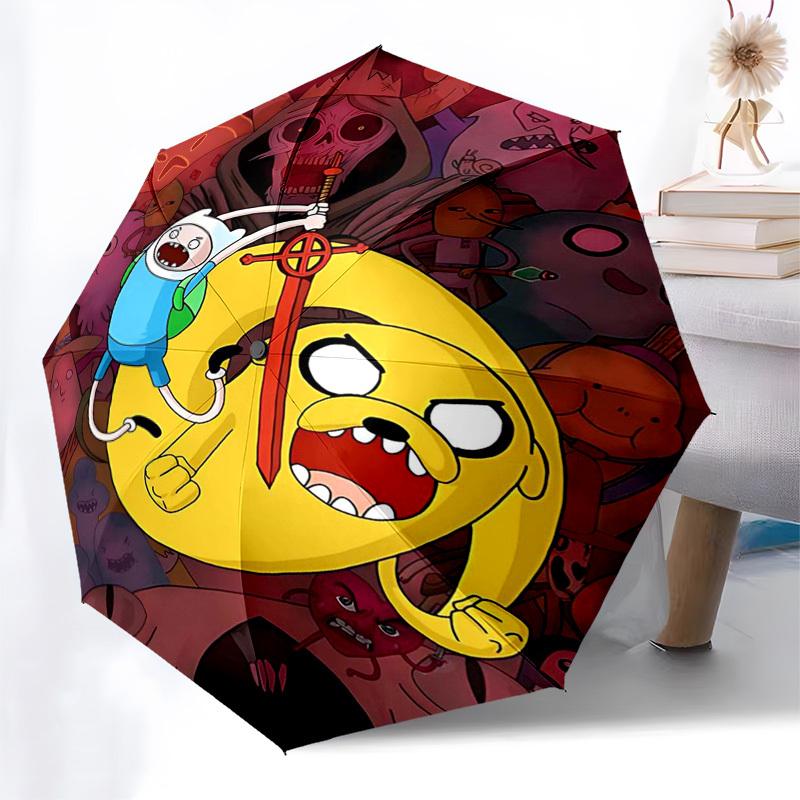 1pc Adventure Time Outdoor Umbrella - Automatic Opening/Closing, Portable 3-Fold Design, 8-Rib Iron Frame - Perfect Gift for Fans, Travelers, Eve