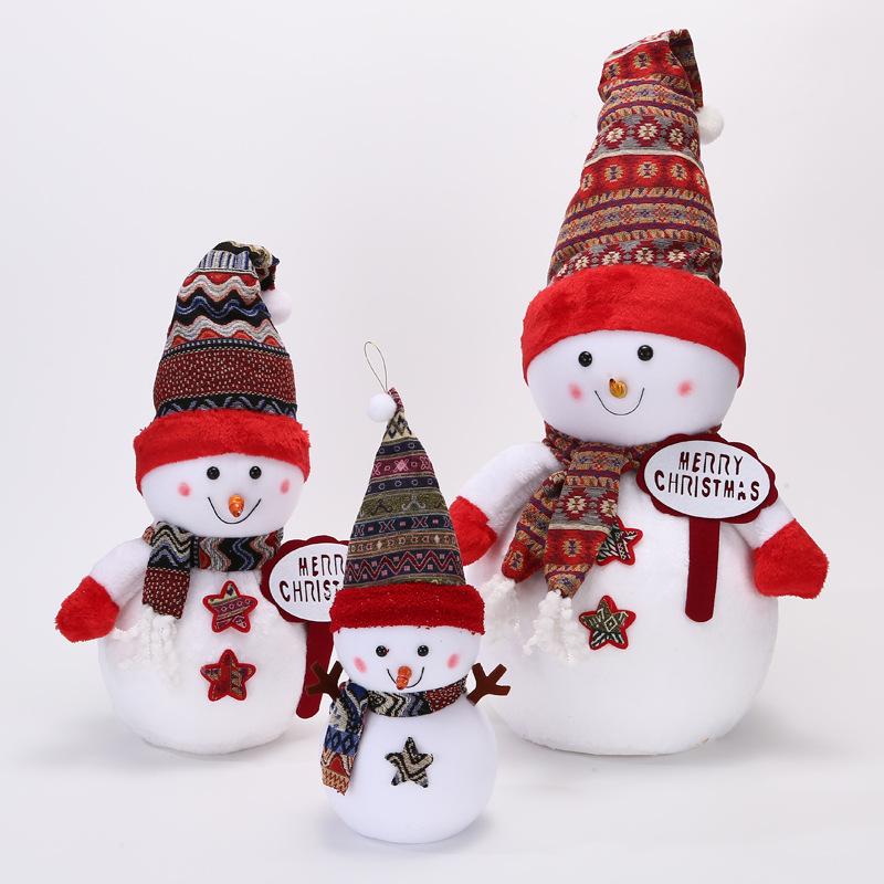 Christmas Snowman Plush Ornaments and Santa Doll Photo Props for Store Displays